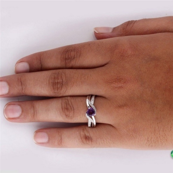 Gorgeous 925 Silver Ring Heart Shape Amethyst - Picture 4 of 4